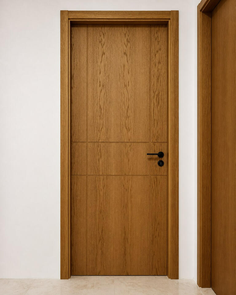 Natural oak veneer interior door