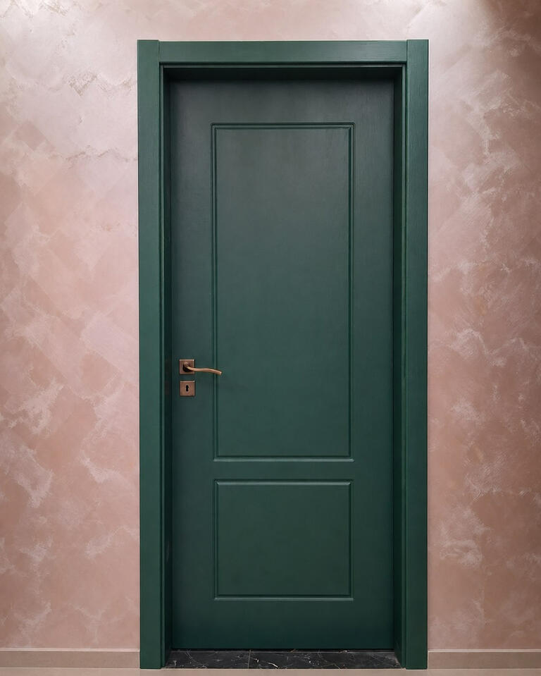 Green custom-colour oak veneer interior door