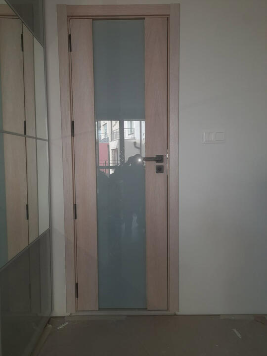 Extra-tall made-to-measure interior door with full-height custom glazing